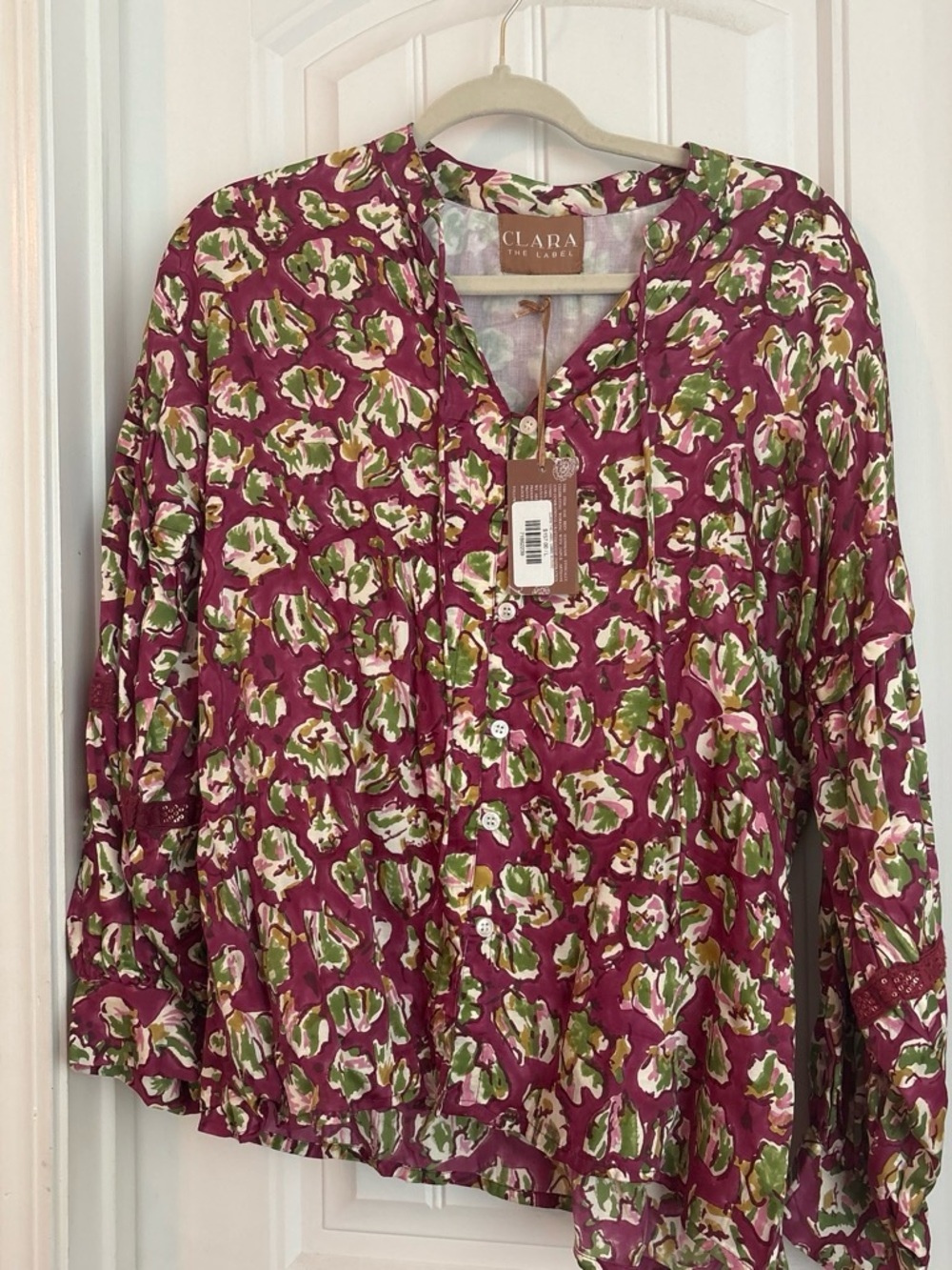 Clara The Label Magenta Floral Button-Front Blouse
